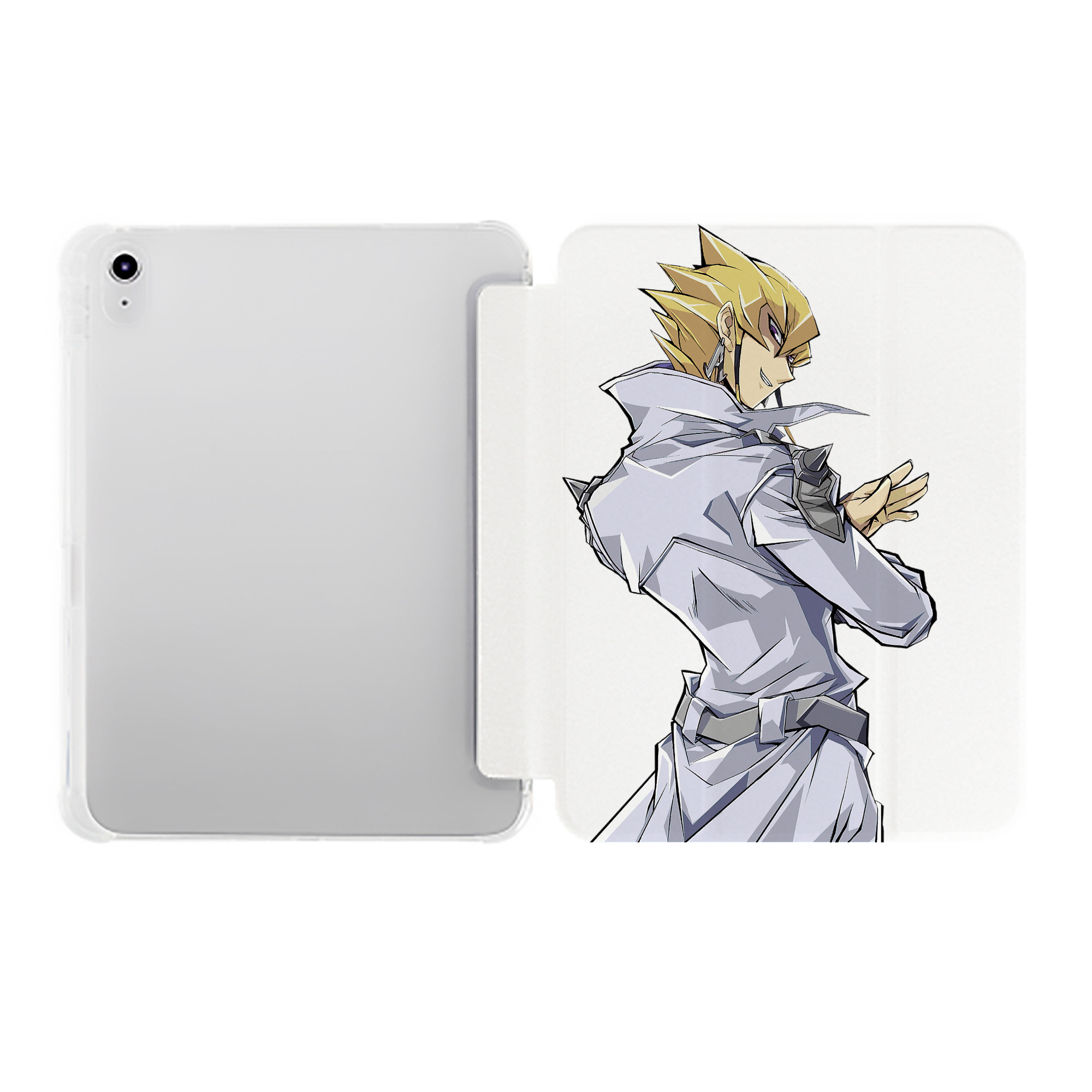（画像用） 遊☆戯☆王 Yu-Gi-Oh! IPad ケース ペン収納付き 三つ折りスタンド PUレザー×シリコン 対応機種9.5/10.5/10.9インチ